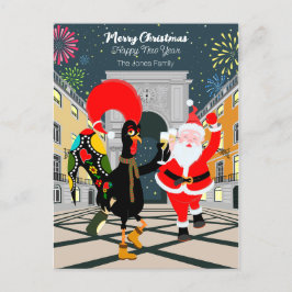 Portugiesisches Rooster und der Weihnachtsmann zum Postkarte