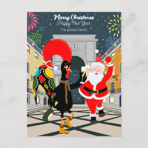 Portugiesisches Rooster und der Weihnachtsmann zum Postkarte