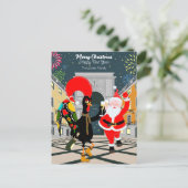 Portugiesisches Rooster und der Weihnachtsmann zum Postkarte (Stehend Vorderseite)