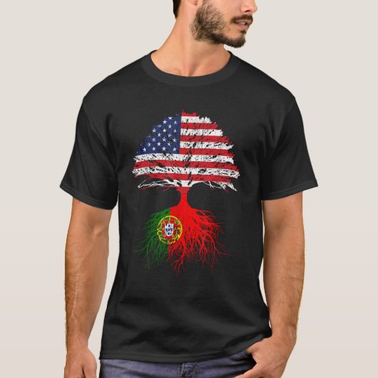 Portugiesisches Roots American Grow Portugal Flagg T-Shirt (Vorderseite)