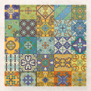 Portugiesisches Talavera-Fliesendesign Glasuntersetzer