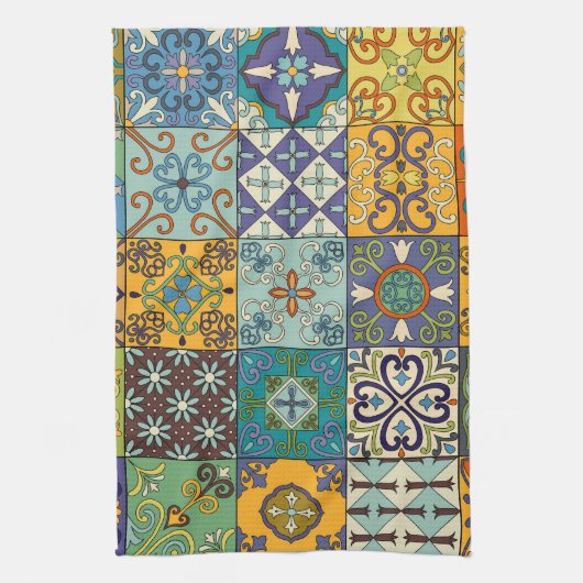 Portugiesisches Talavera Tile Design Geschirrtuch (Vertikal)