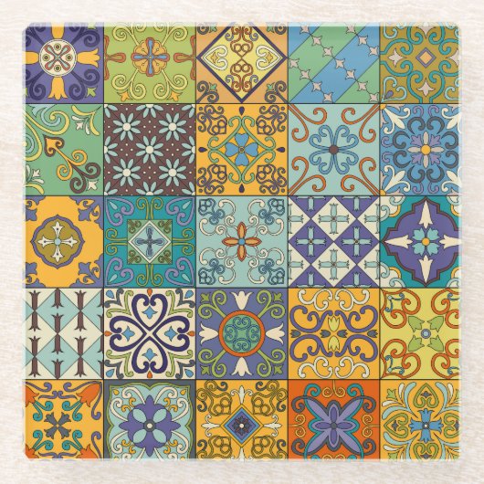 Portugiesisches Talavera Tile Design Glasuntersetzer (Vorderseite)