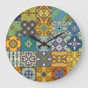 Portugiesisches Talavera Tile Design Große Wanduhr
