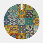 Portugiesisches Talavera Tile Design Ornament Aus Glas (Rückseite)