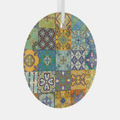 Portugiesisches Talavera Tile Design Ornament Aus Glas (Vorderseite Rechts)