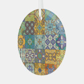 Portugiesisches Talavera Tile Design Ornament Aus Glas (Vorderseite links)