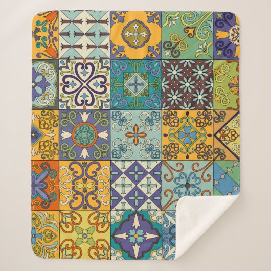 Portugiesisches Talavera Tile Design Sherpadecke (Vorderseite)
