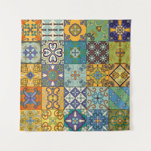 Portugiesisches Talavera Tile Design Wandteppich (Vorderseite (Horizontal))