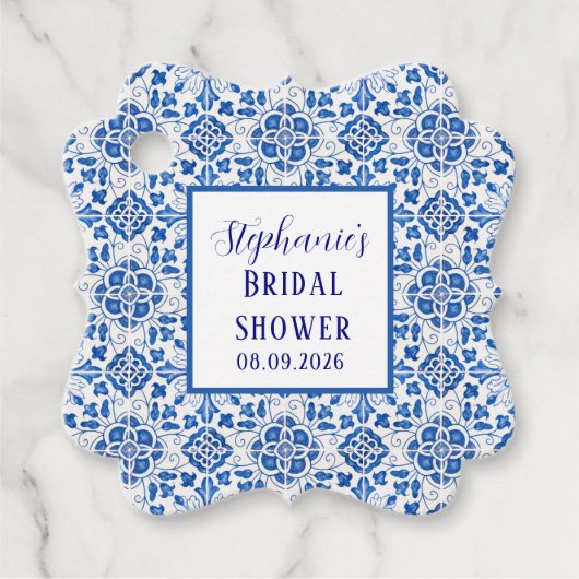 Portugiesisches Tiles Blue Mediterranes Brautparty Geschenkanhänger (Vorderseite)