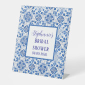 Portugiesisches Tiles Blue Mediterranes Brautparty Sockelschild (Vorderseite)