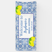 Portugiesisches Tiles Blue Rustic Lemons Brautpart Banner (Vertikal)