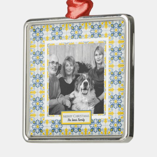 Portugiesisches Tiles-Foto für Weihnachtsferien Ornament Aus Metall (Links)