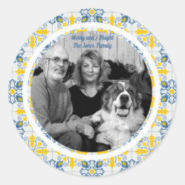 Portugiesisches Tiles-Foto für Weihnachtsferien Runder Aufkleber