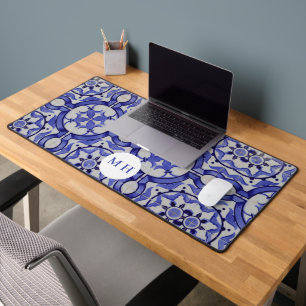 Portugiesisches Tiles Stone Pattern Pad Monogram Schreibtischunterlage