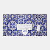 Portugiesisches Tiles Stone Pattern Pad Monogram Schreibtischunterlage (Tastatur & Maus)