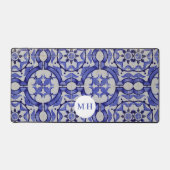 Portugiesisches Tiles Stone Pattern Pad Monogram Schreibtischunterlage (Vorderseite)