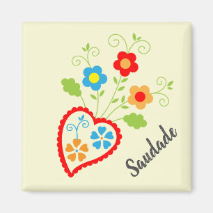 Portugiesisches Volksherz mit saudade Wort Magnet
