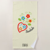 Portugiesisches Volksherz mit saudade Wort Strandtuch (Vorderseite)