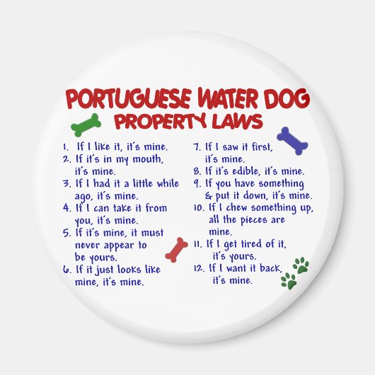 PORTUGIESISCHES WASSER-DOG-Eigentumsrecht 2 Magnet (Vorne)