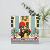 Portugiesisches Weihnachtshaus mit Rooster-Grüße Karte (Stehend Vorderseite)