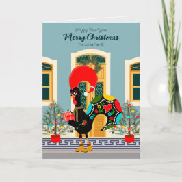 Portugiesisches Weihnachtshaus mit Rooster-Grüße Karte