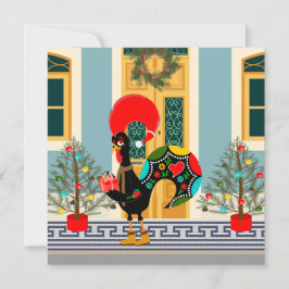 Portugiesisches Weihnachtshaus mit Rooster-Grüße Karte