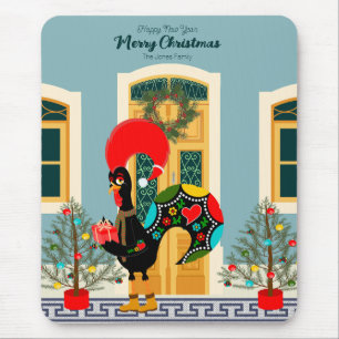 Portugiesisches Weihnachtshaus mit Rooster-Grüße Mousepad