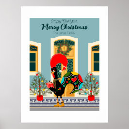 Portugiesisches Weihnachtshaus mit Rooster-Grüße Poster