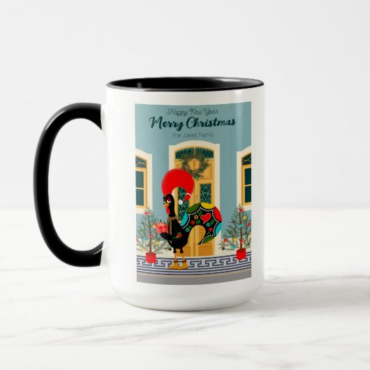 Portugiesisches Weihnachtshaus mit Rooster-Grüße Tasse (Links)