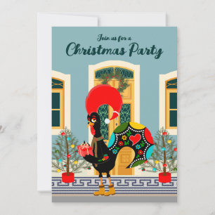 Portugiesisches Weihnachtshaus-Party mit Rooster Einladung