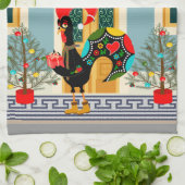 Portugiesisches Weihnachtsschmuckhaus mit Rooster Geschirrtuch (Gefaltet)