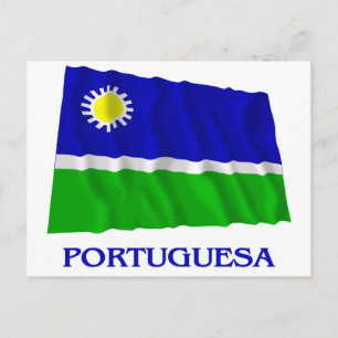 Portuguesa Waving Flag mit Namen Postkarte