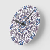 Portuguese Azulejo Blue Floral Pattern Wall Clock  Runde Wanduhr (Winkel)