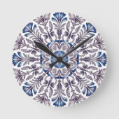 Portuguese Azulejo Blue Floral Pattern Wall Clock Runde Wanduhr (Vorderseite)