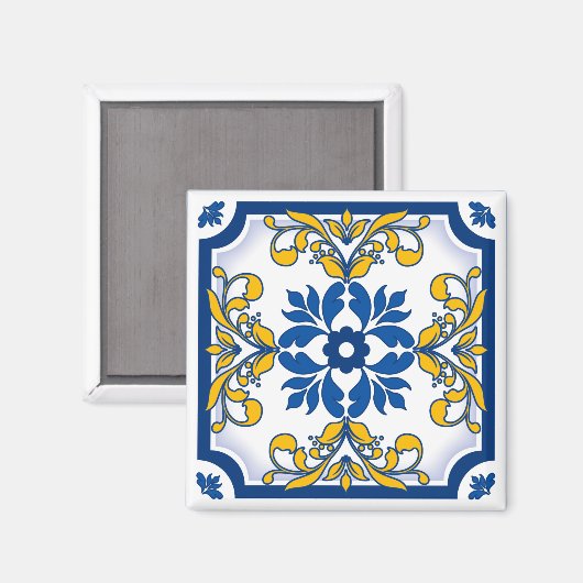 Portuguese Azulejo Ceramic Tile Magnet (Vorderseite/Rückseite)