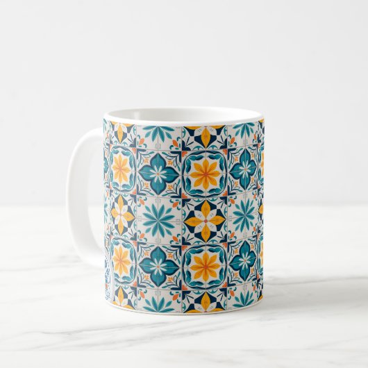 Portuguese Azulejo Mug – Traditional Tile Pattern  Kaffeetasse (Vorderseite Links)