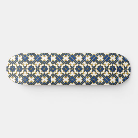 Portuguese Azulejo Pattern Skateboard Deck – Blue  (Horizontal)