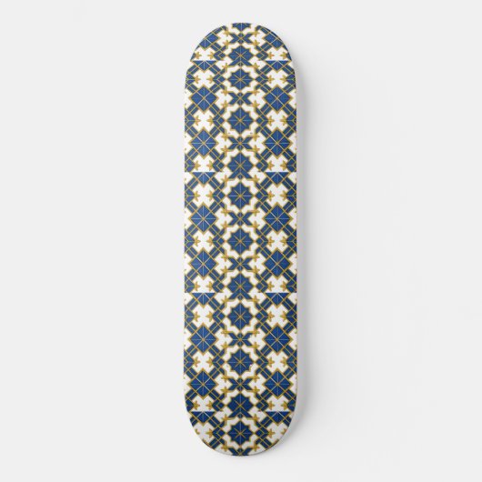Portuguese Azulejo Pattern Skateboard Deck – Blue (Vorderseite)