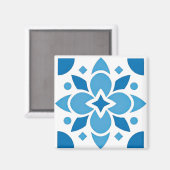 Portuguese Azulejo Tile Blue Pattern Square Magnet (Vorderseite/Rückseite)