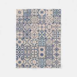 Portuguese Azulejo Tile Fleece Blanket – Cozy Blue