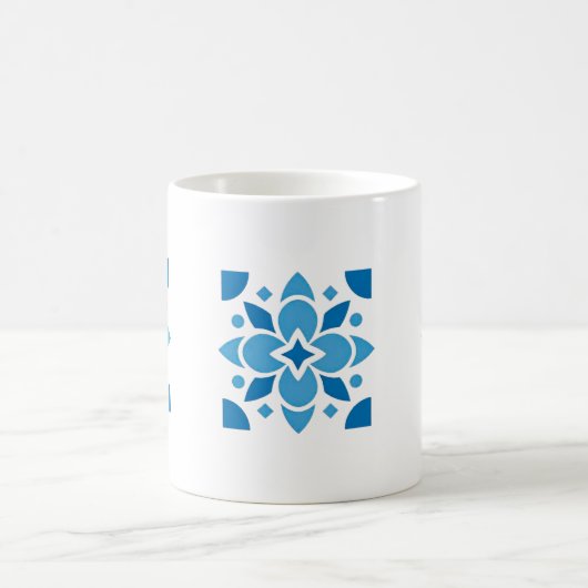 Portuguese Azulejo Tile Floral Mug – Blue Ceramic  Kaffeetasse (Mittel)