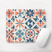 Portuguese Azulejo Tile Pattern Mousepad – Blue &  (Mit Mouse)