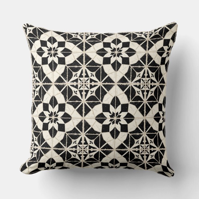 Portuguese Azulejo Tile Pattern Throw Pillow – Bla Kissen (Vorderseite)