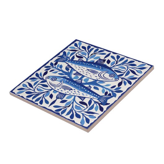 Portuguese Blue and White Sardine Fliese (Seite)