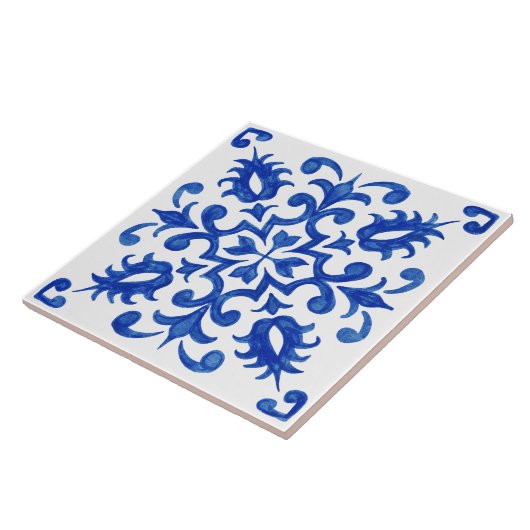 Portuguese Blue Tile central round medallion Fliese (Seite)