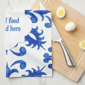 Portuguese Blue Tile central round medallion Geschirrtuch (Viertel Falte)