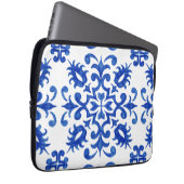 Portuguese Blue Tile central round medallion Laptopschutzhülle (Vorne Rechts)