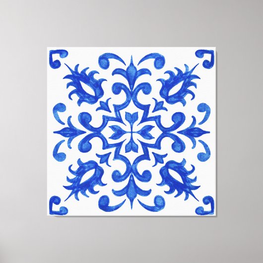 Portuguese Blue Tile central round medallion Leinwanddruck (Vorderseite)