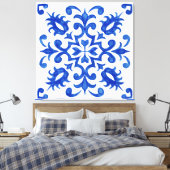 Portuguese Blue Tile central round medallion Leinwanddruck (Insitu (Schlafzimmer))